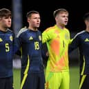 DECISION: Taken on Leeds United youth international keeper Rory Mahady, second right.