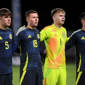 DECISION: Taken on Leeds United youth international keeper Rory Mahady, second right.
