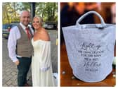 Alex and Steph Hallas said that they have been left devastated after their gifts and a signed photo book from their wedding, which were kept in a grey bag, went missing.