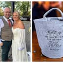 Alex and Steph Hallas said that they have been left devastated after their gifts and a signed photo book from their wedding, which were kept in a grey bag, went missing.