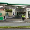 Police cordoned off the BP garage on the A64, York Road, following a robbery