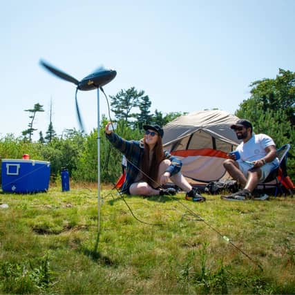 Shine's clever compact wind turbine can be taken camping with you - and used as a power bank