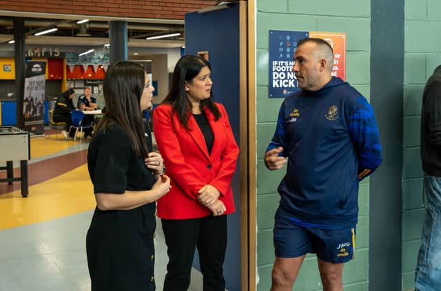 Culture Secretary Lisa Nandy, centre, launching the project with Rugby League Cares. Credit: DCMS