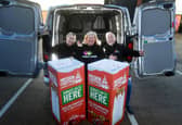 Launch of the Cash for Kids Mission Christmas annual children's Christmas present appeal to help kids in need in Leeds. Pictured from the left are Kayleigh Beecroft, Lisa Sullivan and Pete Cundy.