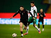 RELIEF: For Leeds United midfielder Ilia Gruev, right, and the Bulgaria national side, Gruev pictured battling it out with Georgia's Khvicha Kvaratskhelia in Wednesday night's 2-1 victory.
