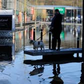 Flooding at Kirkstall Valley Retail Park, Bridge Road.  27 December 2015.  Picture Bruce Rollinson
