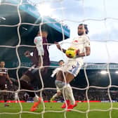 UNLUCKY: Leeds United striker Dominic Calvert-Lewin with his handball, above, as part of a bad day for the Whites striker but he was not alone on that front.