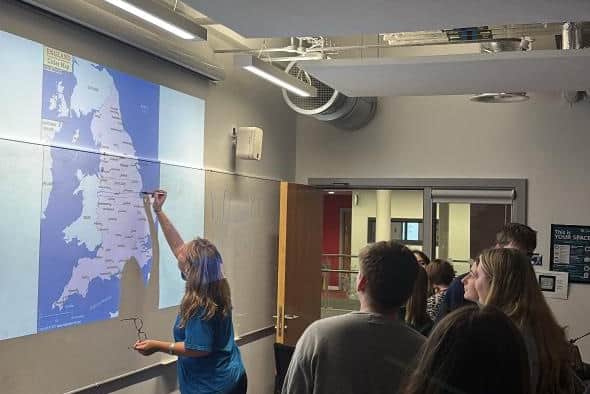 Students at the University of York drawing where they think North begins