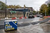 A Burley Banksy piece outside the Skyrack looking towards The Original Oak on Otley Road in the centre of Headingley. 