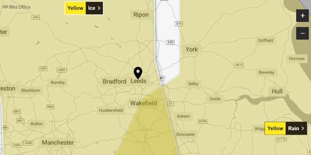 The Met Office has issued a number of weather warnings for the UK, including an ice warning for Leeds and West Yorkshire.