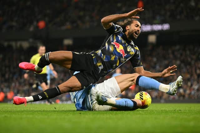 HANDFUL: Leeds United striker Dominic Calvert-Lewin, pictured winning the Whites a penalty from Josko Gvardiol's clumsy challenge.