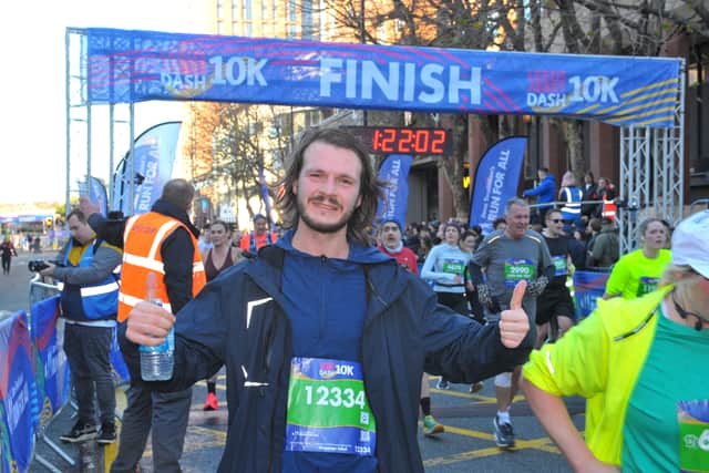 YEP reporter Charles Gray at the finish line.