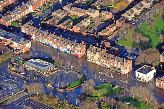 A bird's eye view of the flooding over the Kirkstall Road area.