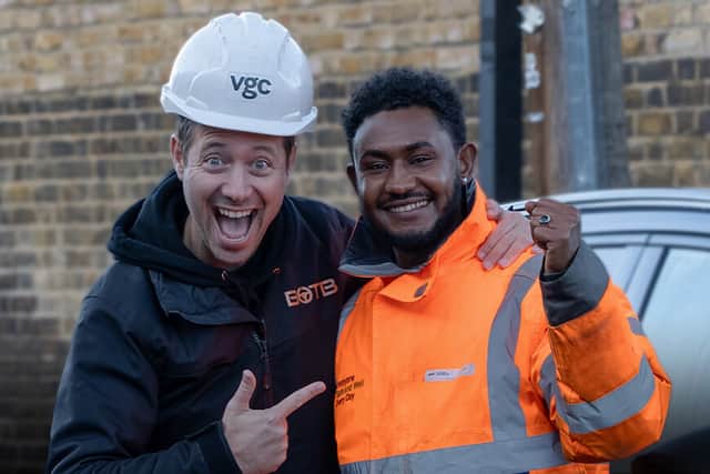 Presenter Christian Williams turned up at Amaniel's site to spring the surprise on him