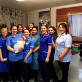 Nurses and staff at St James's Hospital  pictured with Christmas Day baby Ada-May Ainsley-Moss, born at 12.43am in 2018. She weighed at 7lb 1oz.