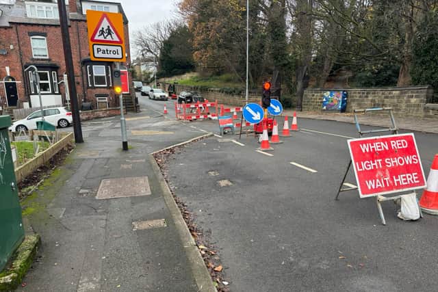 Temporary lights are in place and a diversion at the junction of Morris Lane and Church Street.