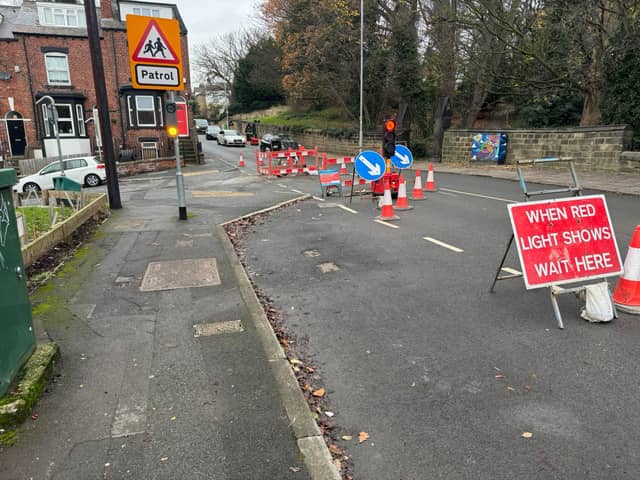 Temporary lights are in place and a diversion at the junction of Morris Lane and Church Street.