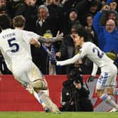 Ao Tanaka celebrating Leeds United's late equaliser.
