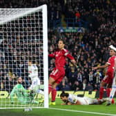 ARRIVAL: Of Ao Tanaka most definitely hitting the required Premier League standards, the Japan international star pictured far side sending Elland Road wild with his 96th-minute equaliser against Liverpool.