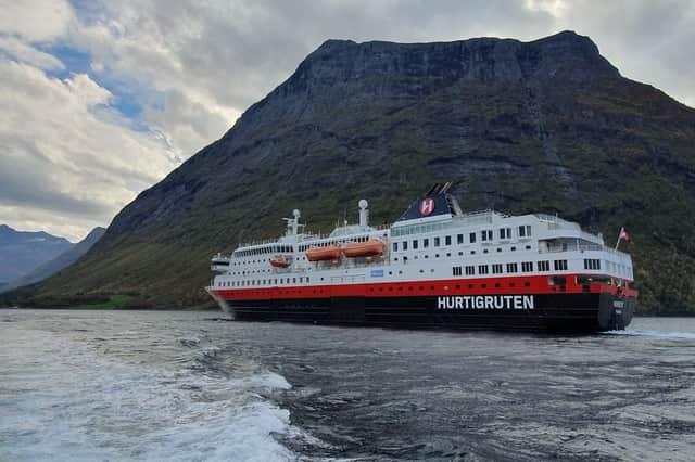 A view back to the MS Nordlys as we headed on an expedition to the fjords and valleys around Alesund.