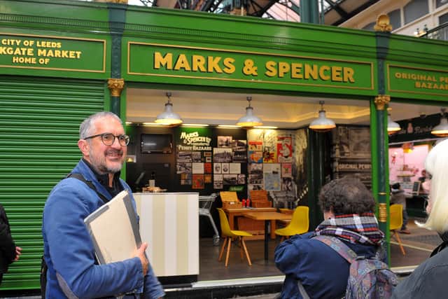 Rob chatting about the history of Leeds Kirkgate Market.