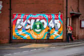 New mural in Hyde Park, Leeds, behind Hyde Park Picture house, on Queen Road, Leeds, for the world famous DJ George Evelyn, real name of the English DJ and record producer Nightmares on Wax.