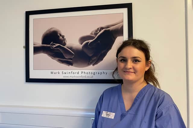 Emily is a midwife in the Lotus Team, which supports families to give birth either at home or in the Lotus Midwifery Unit at Leeds General Infirmary. 