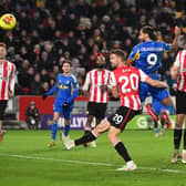 Dominic Calvert-Lewin scoring Leeds United's equaliser at Brentford on Sunday.