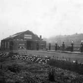 Seacroft Garage off York Road. Workshop and Kiosk can be seen with Petrol pumps visible on forecourt. Pictured in October 1932.