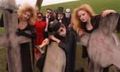 These Wortley High School students were preparing to stage A Night of Fear, described as a production of shock, rock and horror. Pictured, from left, are Lindsey Havercroft, Richard Potter and Tanja Bage with some of the other performers.