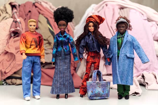 The doll-sized fashion collection was made from textile waste using Epson’s Dry Fibre Technology and printed with Epson’s water-saving Monna Lisa digital textile printer. 