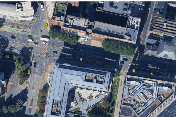 Road closures are in place on Wellington Street.