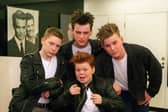 New look. Members of rock rock band Rockabeats following their new hair cuts at Vidal Sassoon salon on Albion Street. Pictured are Little Red, nine, (centre) with, from left Johnny B, 15,  Slim, 16, and Sugar Ray, 14.