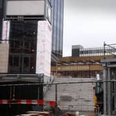 Pictures taken taken by the YEP show the station’s new front steps beginning to take shape, while the main clock tower and lift shafts are also being installed.