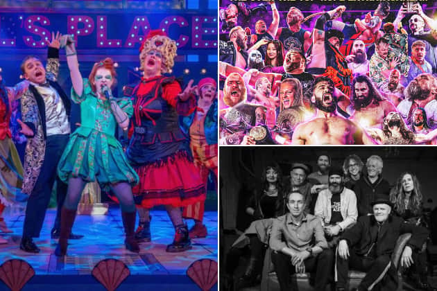 (Clockwise from left) Aladdin: The Rock 'n' Roll Panto, RISE Rumble and Pepperjam performing as part of Hair Of The Dog 2026 are just some of the concerts and shows taking place in the city this weekend.