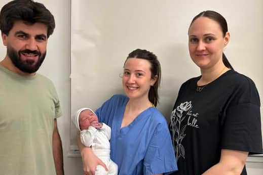 The beautiful baby girl of proud parents Shirin and Jamshid, weighed 7lbs and 10oz and was delivered by midwife Isabel to become the first baby born at Leeds General Infirmary in 2026.