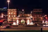 The new fountain on the roundabout at the bottom of Eastgate was officially switched on.