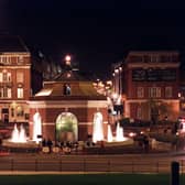 The new fountain on the roundabout at the bottom of Eastgate was officially switched on.
