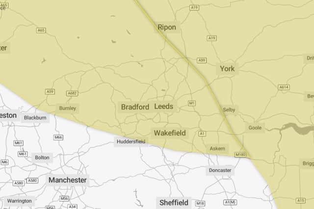 A Met Office yellow snow and ice warning will be in place for Leeds from 00:00 to 11:00 on Tuesday January 6.