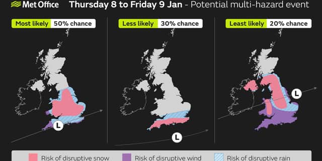 The Met Office say that further into the week there are signs that strong winds and heavy rain may bring additional hazards to the impactful weather across the UK.