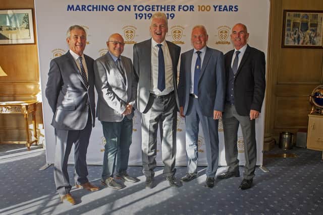  Leeds United 70's legends Trevor Cherry, Trevor Cooper, Gordon McQueen, Eddie Gray and Joe Jordan at a civic reception at Leeds Civic Hall for Leeds United celebrating the 100 anniversary of the club.