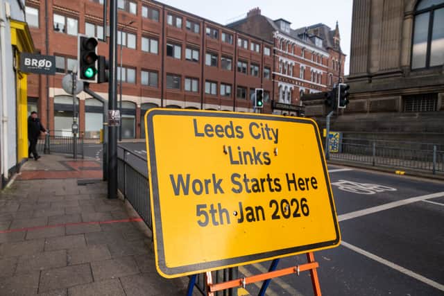 Preparation being for the construction of a one-way system to be installed on Great George Street, between Oxford Place and Park Street (Leeds General Infirmary), as construction begins on the transformative £12.76million Leeds City Links scheme, designed to enhance connectivity, accessibility, and sustainability across southern and northern sections of Leeds city centre. Picture James Hardisty. Date: 6th January 2026.