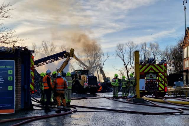 An aerial fire crew assisted with bringing the fire under control the next morning.