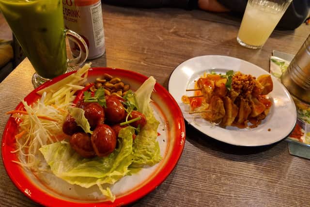 To start we had Esan Sausage and Tofu Satay