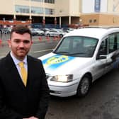 Lewis Northing of UK Carriage Masters with his Leeds United-themed hears.