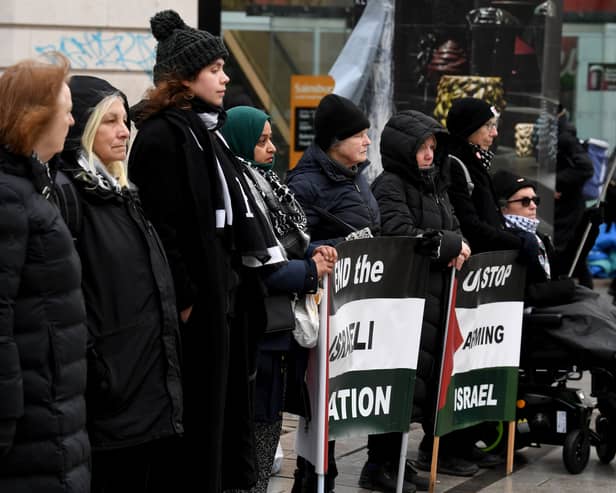 Leeds Women in Black hold a vigil every Tuesday in Dortmund Square to remember the lives lost in the Israeli-Palestinian conflict