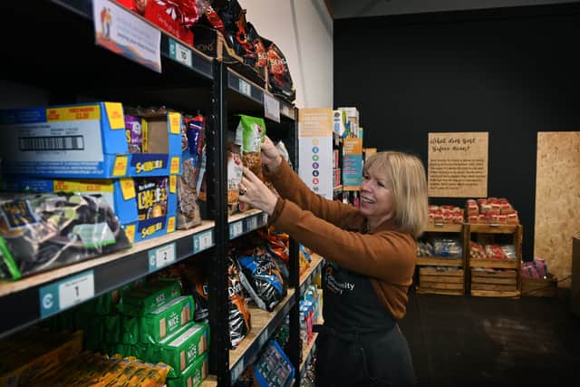 Jill Mallen at Leeds Community Grocery store at North Church, Kirkstall Road, Leeds. 