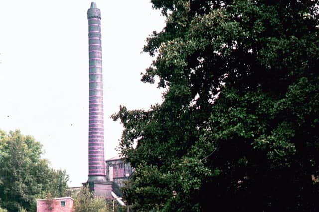 The chimney pictured in the 1990s seen from a footpath leading off Highbury Mount by the north end of Highbury Lane.
