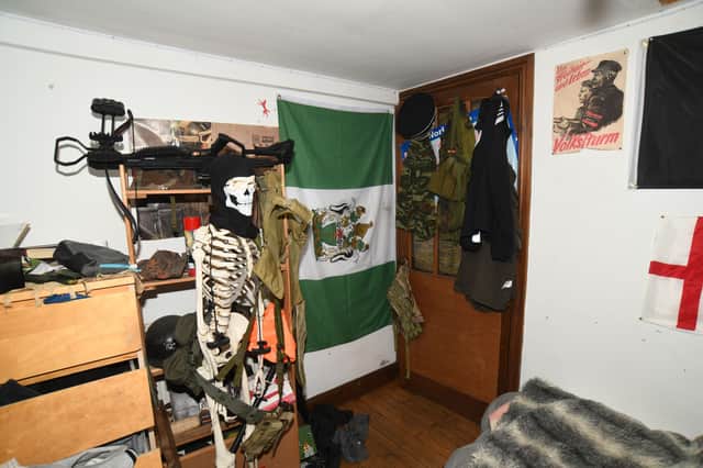 Jurors in his trial at Leeds Crown Court were shown images of the boy's bedroom, in which counter-terror police found a replica SS-style cap, a full-sized skeleton with a mask and posters in support of the banned neo-Nazi organisation called The Base.