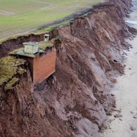 A 70-year-old nuclear-era lookout bunker near Tunstall on the East Yorkshire coast is just days from slipping into the sea as coastal erosion accelerates